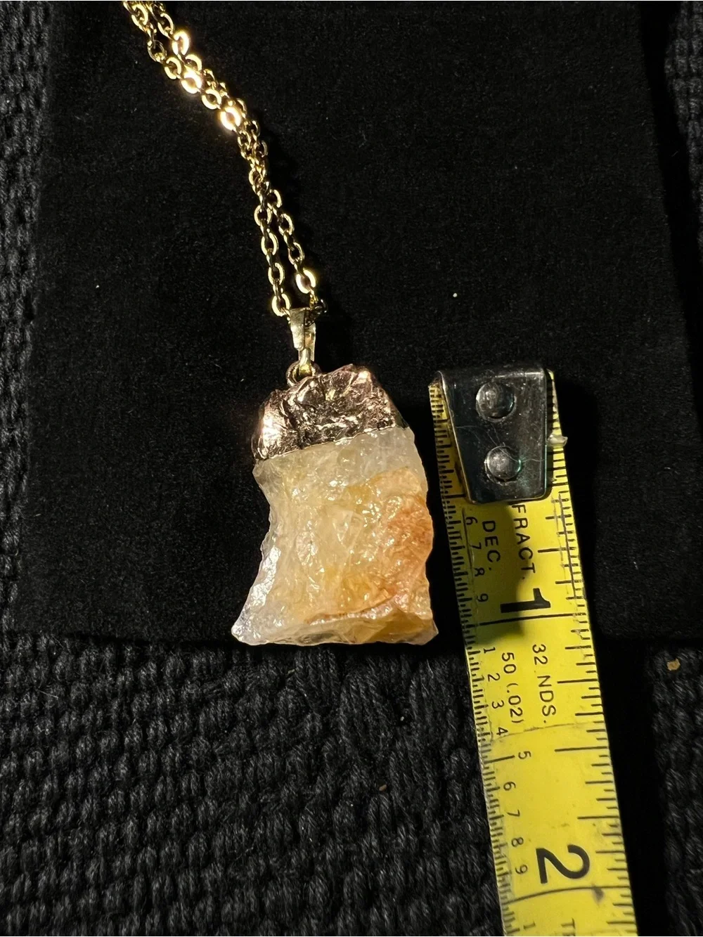 Raw Orange Calcite Gold-Dipped Crystal Pendant Necklace